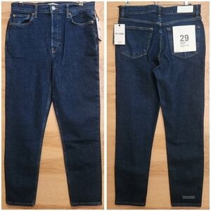 RE/DONE 90s HIGH RISE ANKLE CROP BUTTON FLY STRAIGHT LEG DARK RINSE - 29 NWT